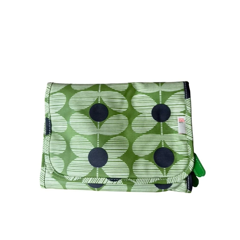 Orla Kiely Hanging Travel Cosmetic Toiletry Organizer Bag Green Retro Floral